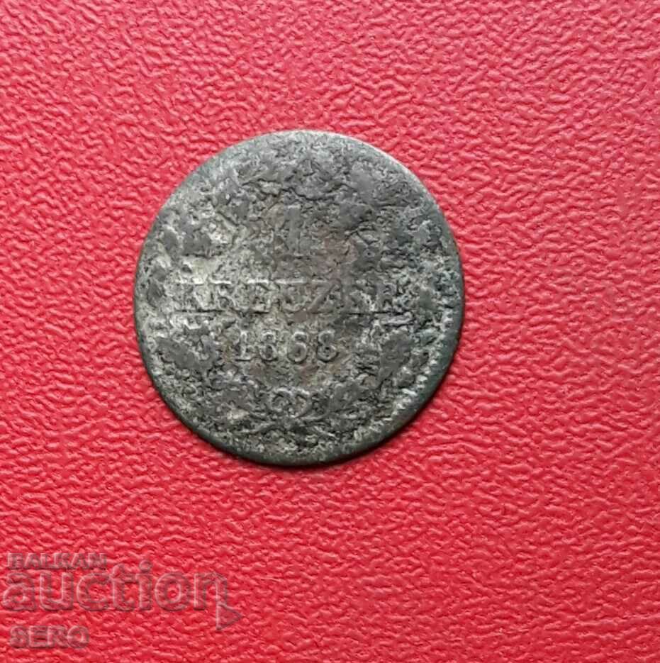 Germany-Bavaria-1 Kreuzer 1868