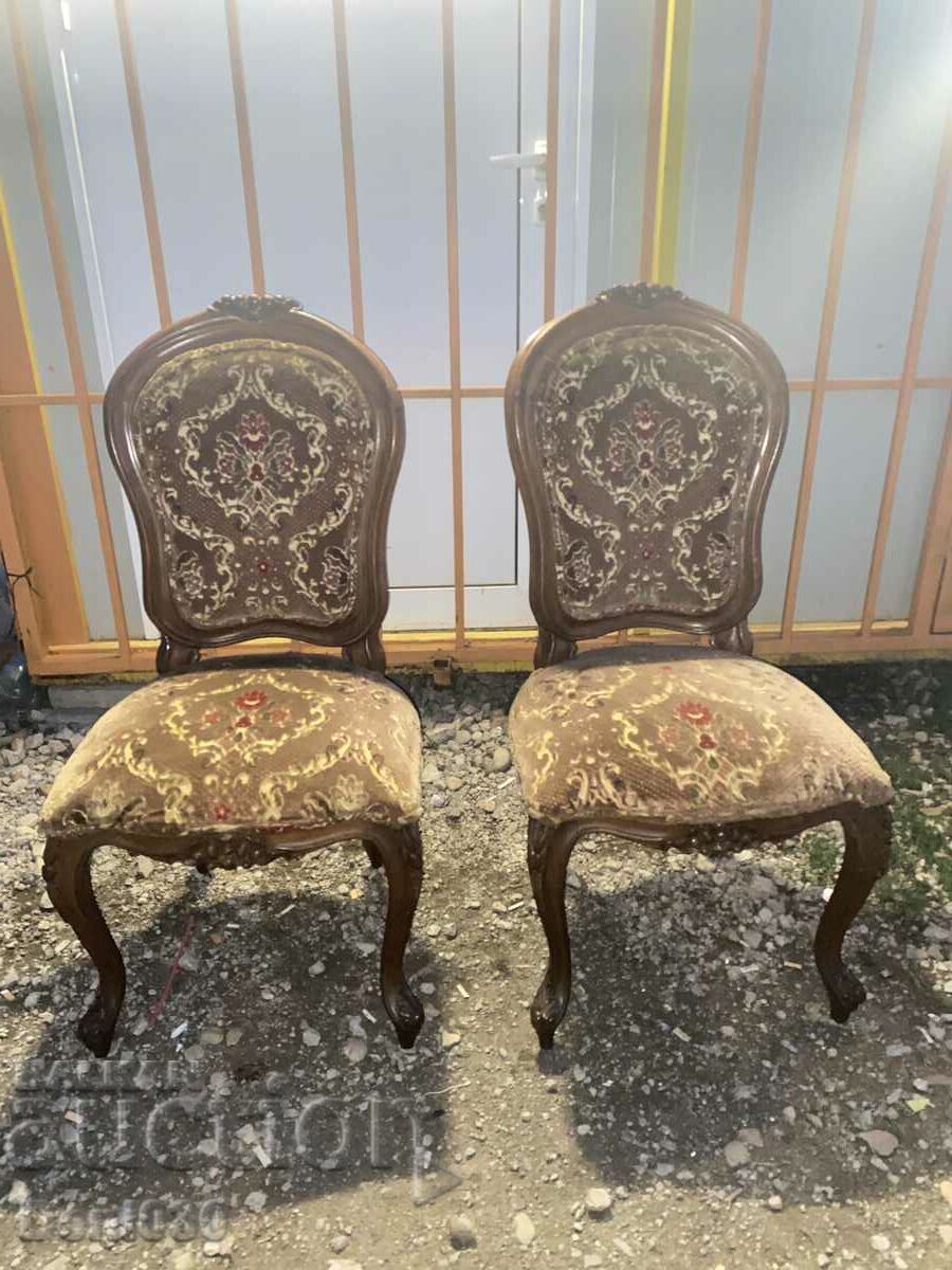 Very beautiful 2 chairs with machine embroidery. Array