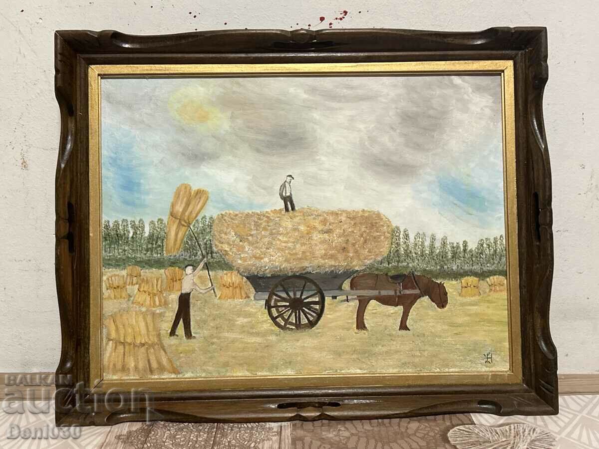 Old original oil on canvas painting from 1990