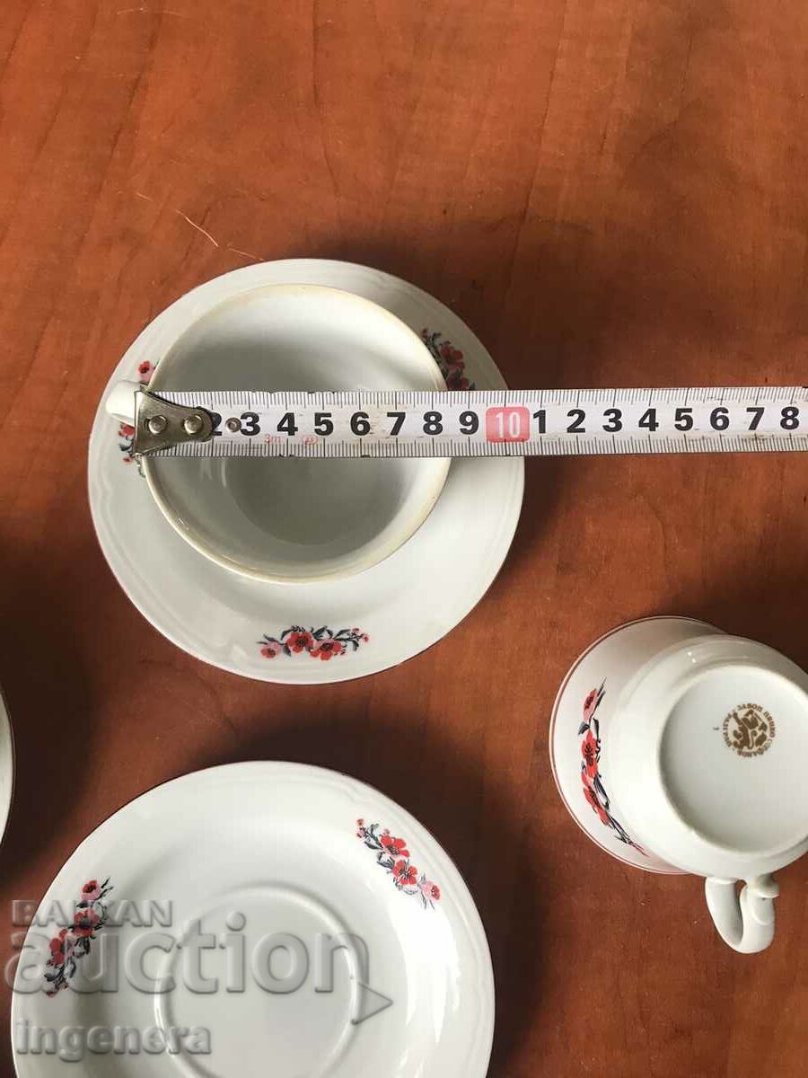 PORCELAIN CUP AND SAUCE SET OF 6 PCS. - BULGARIA - 7 PORCELAIN CUP AND SAUCE SET OF 6 PCS. - BULGARIA - 7