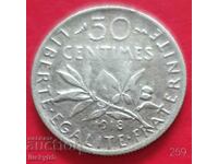 50 centimes 1918 - Γαλλία - Ασημένιο