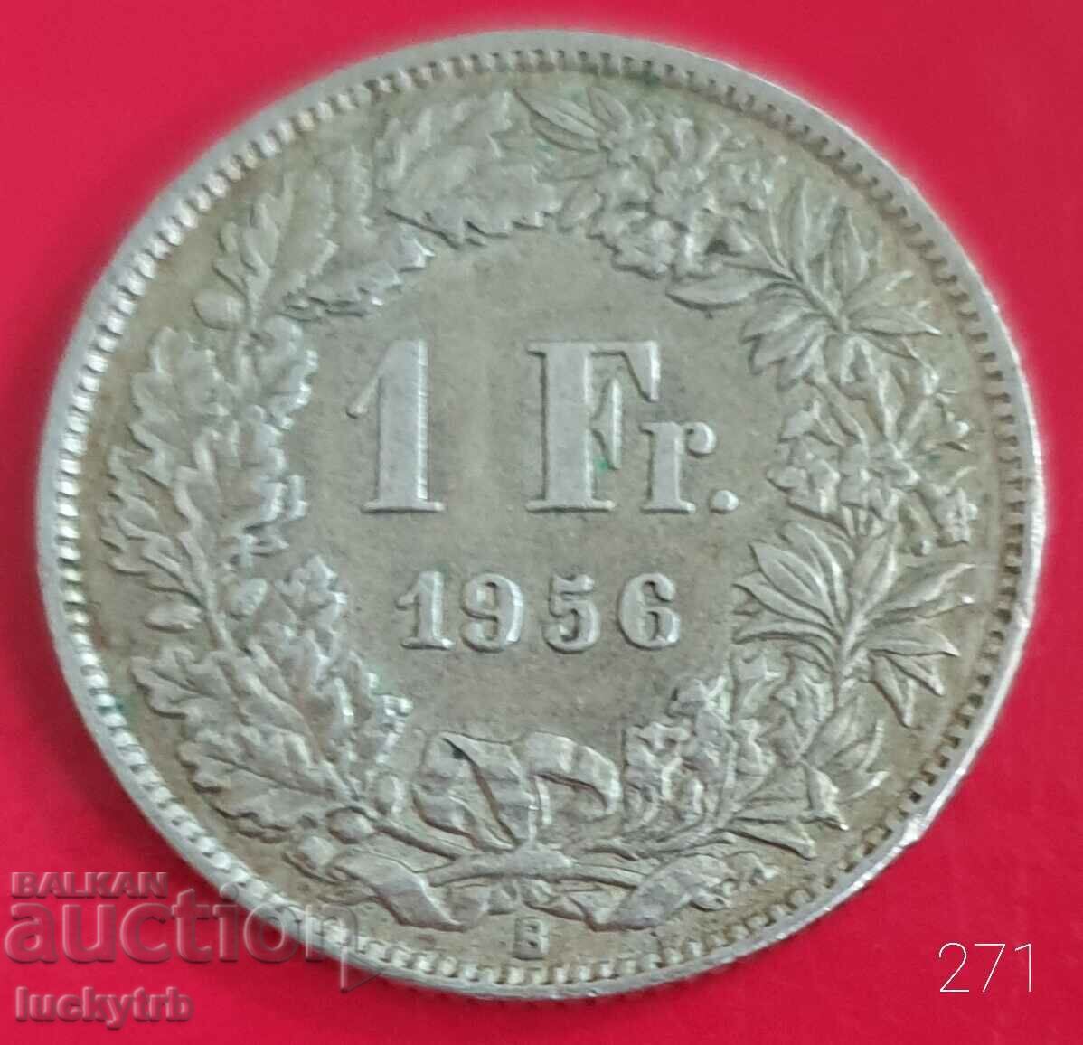 1 Franc 1956 - Switzerland - Silver