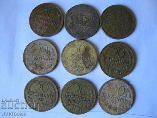 9 x 50 cents 1937 - A 4160