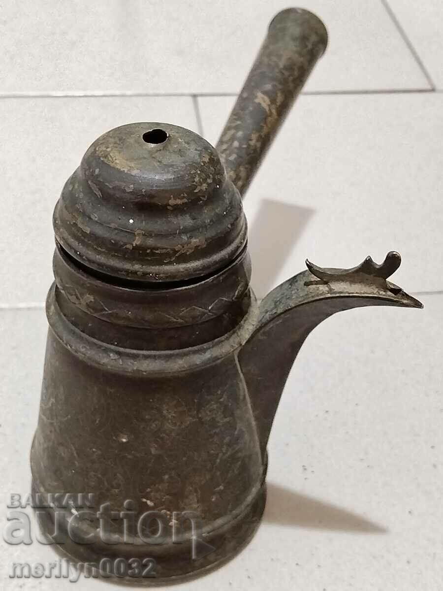 Auction Old Ottoman tinned cezve brass brownish pot Auction Old Ottoman tinned cezve brass brownish pot