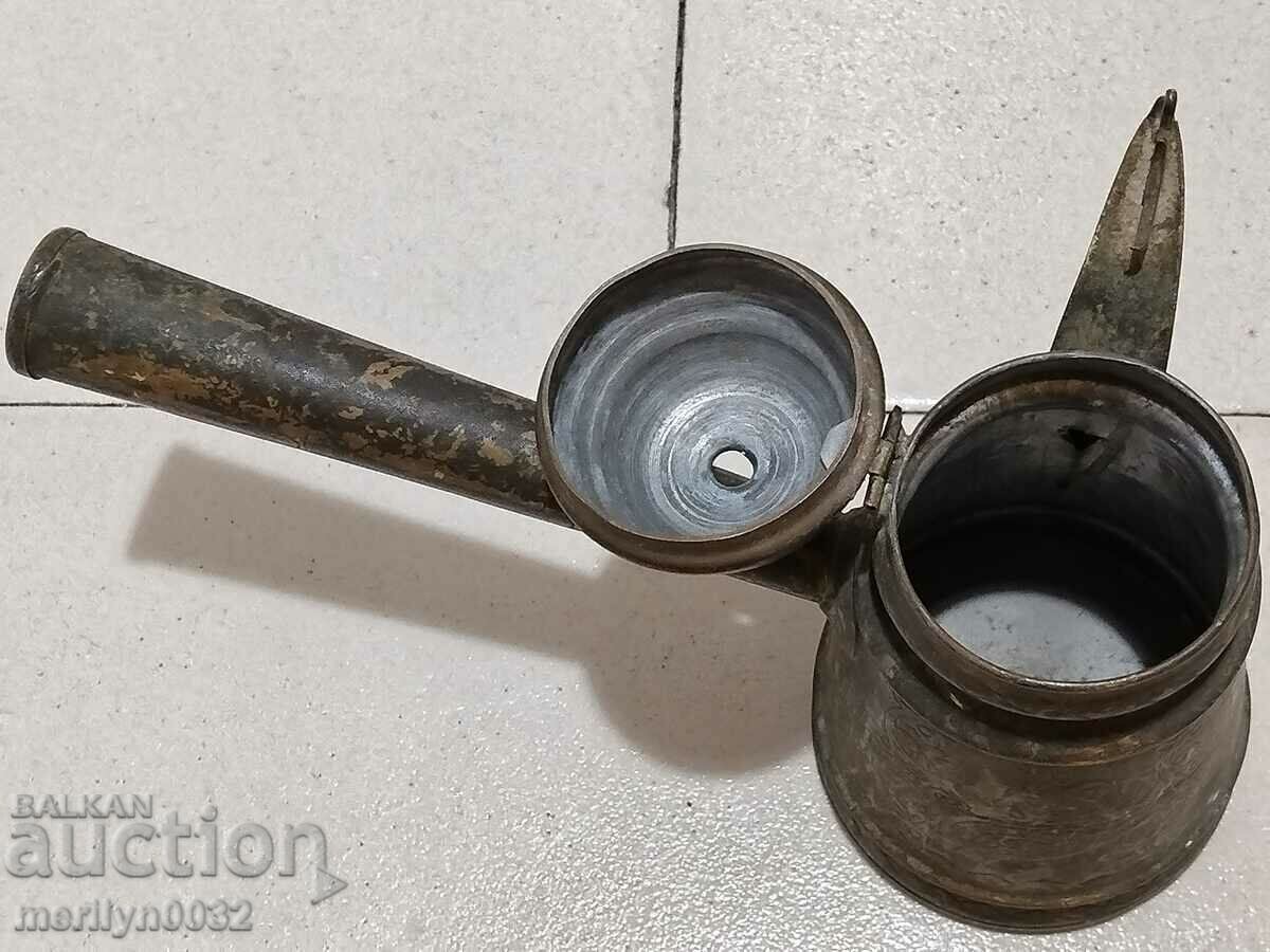 Delivery of Old Ottoman tinned cezve brass brownish pot Delivery of Old Ottoman tinned cezve brass brownish pot