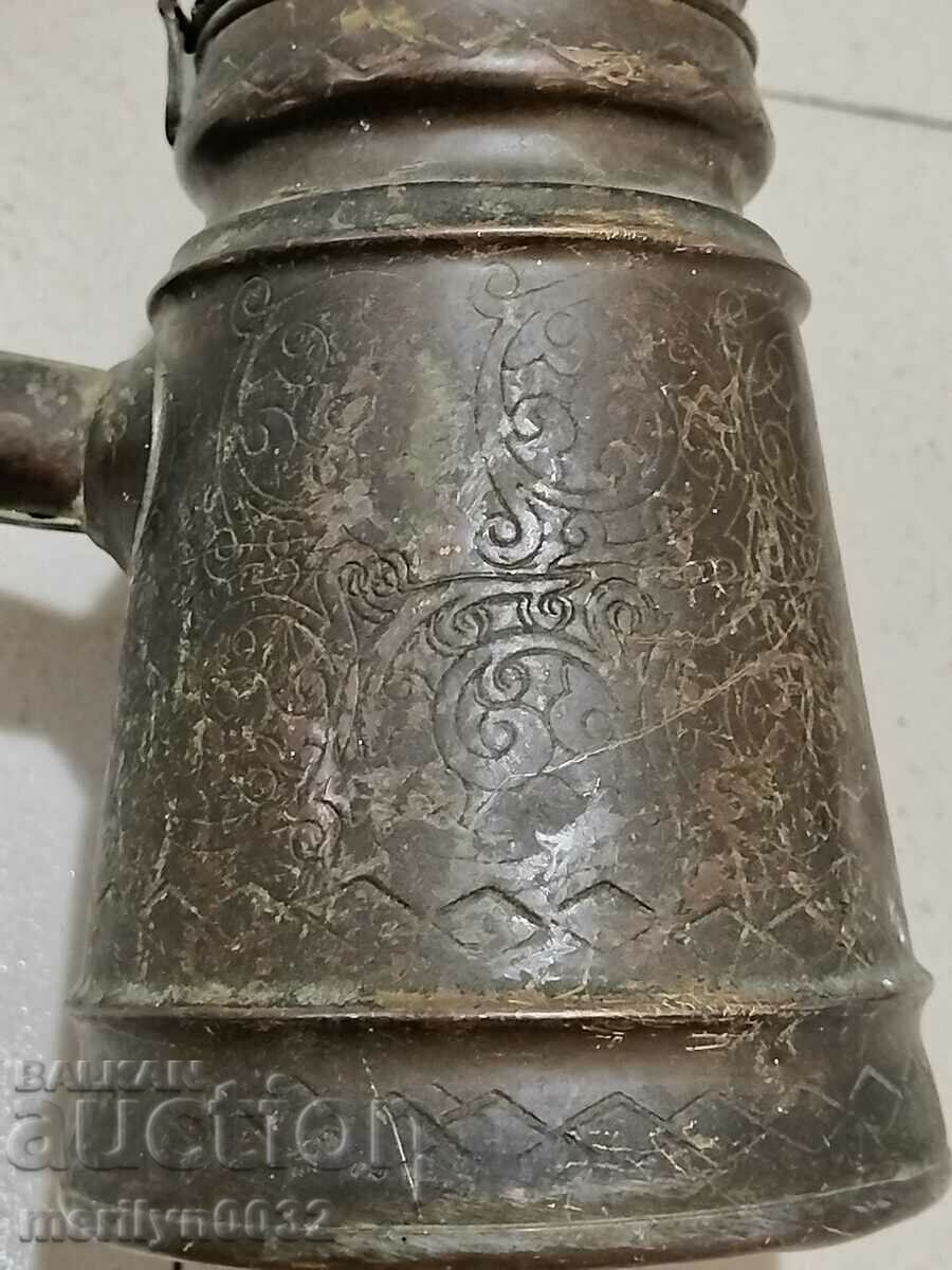 Old Ottoman tinned cezve brass brownish pot - 5 Old Ottoman tinned cezve brass brownish pot - 5