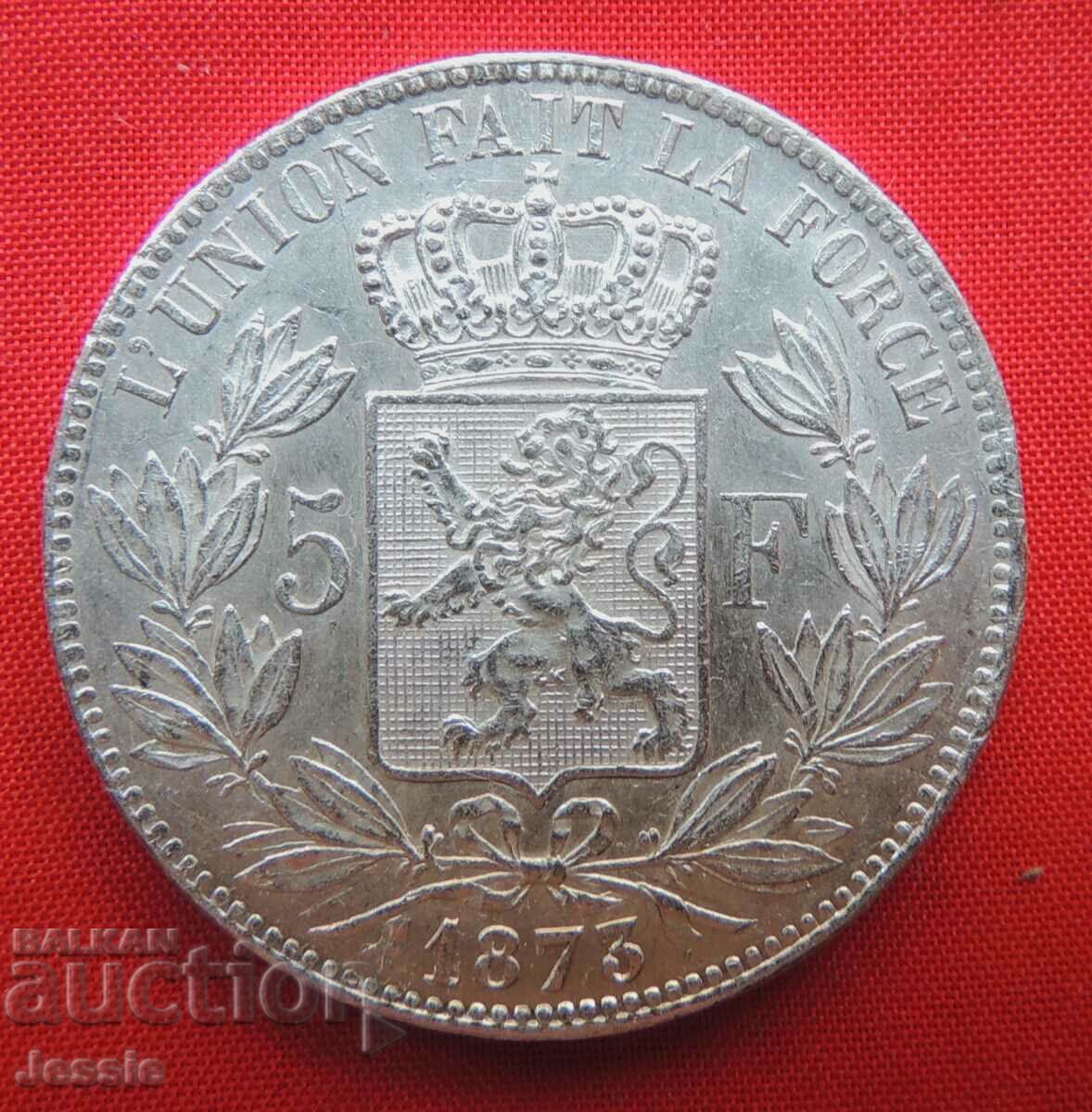 5 Francs 1873 Belgium Silver