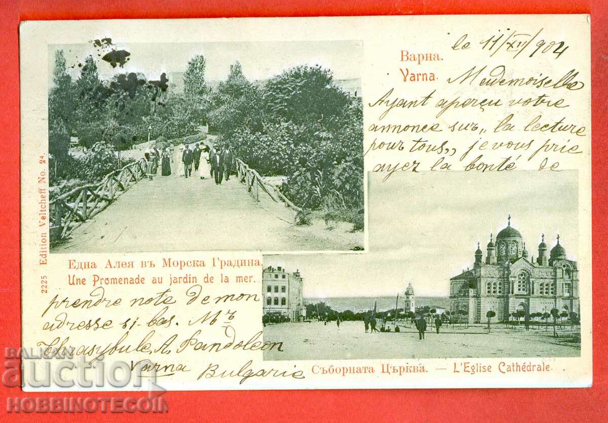 TRAVELED postcard FERDINAND 5 ST TAX VARNA LYON 1904