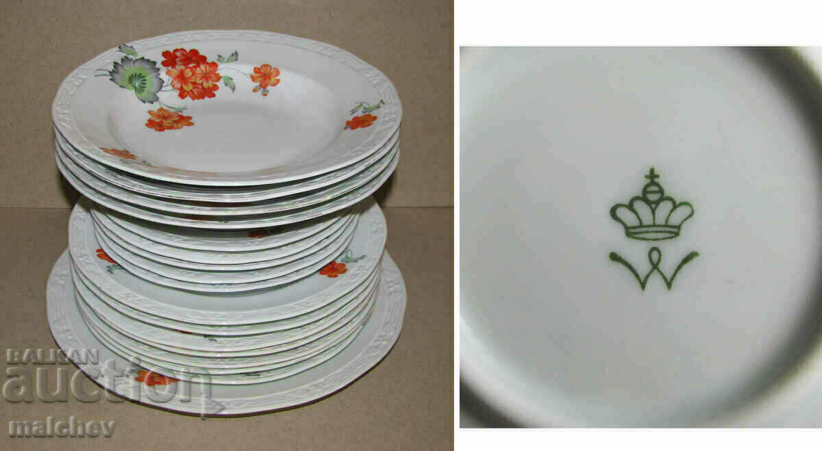 Plate Service lot 17 plates porcelain Bavaria Winterling 1930s