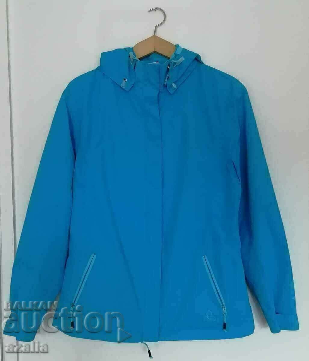 Petrol blue softshell jacket with removable hood size M