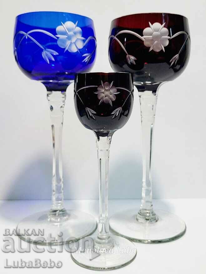 Three crystal glasses created by Czech glass masters.