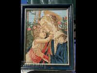 Beautiful hand-sewn tapestry "The Virgin and Child"