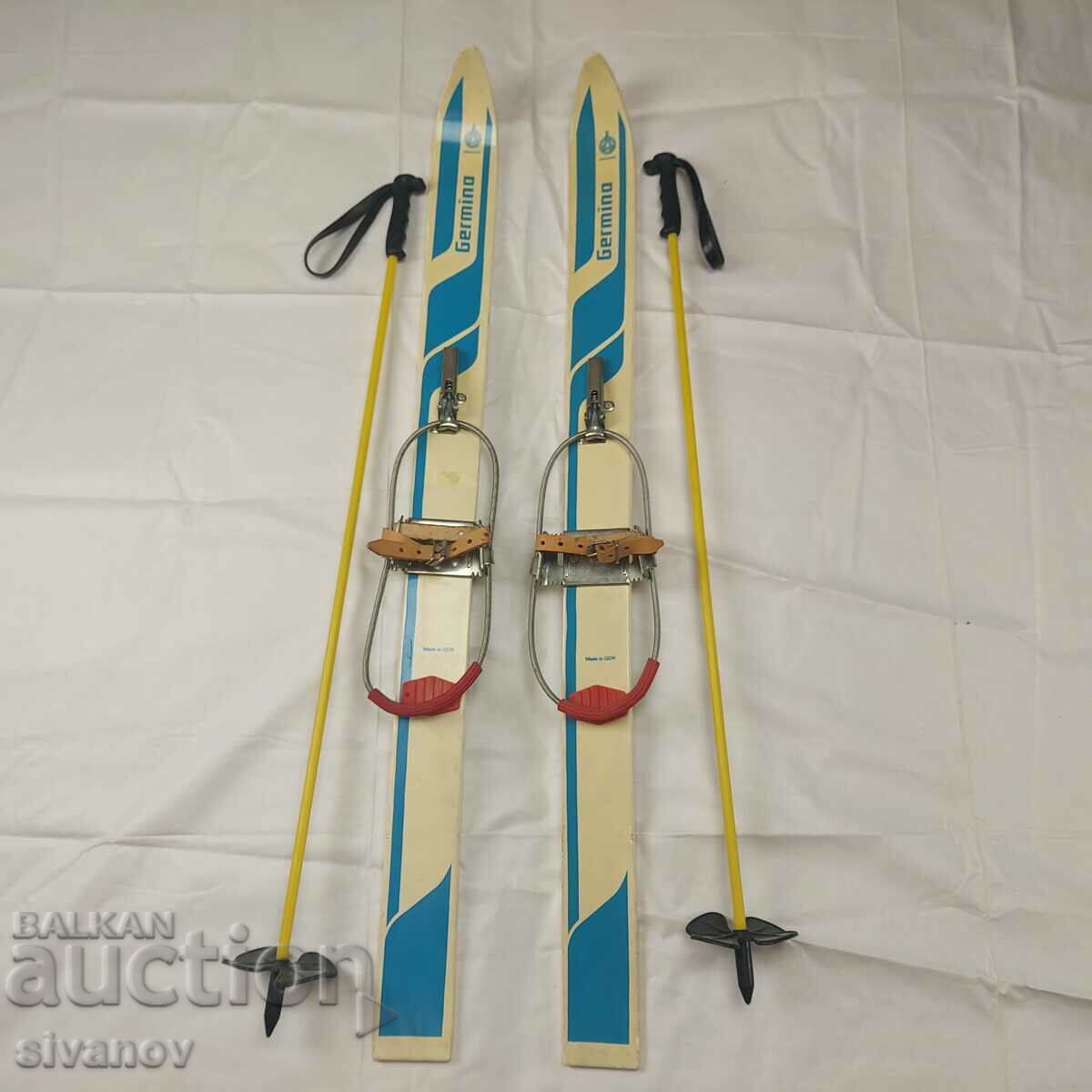 Old skis Germina Junior GDR children with poles SG2002