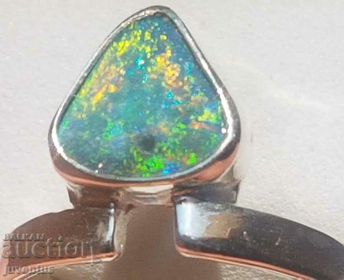 Auction BLACK OPAL SILVER RING (AUSTRALIA) N3 B4 Auction BLACK OPAL SILVER RING (AUSTRALIA) N3 B4