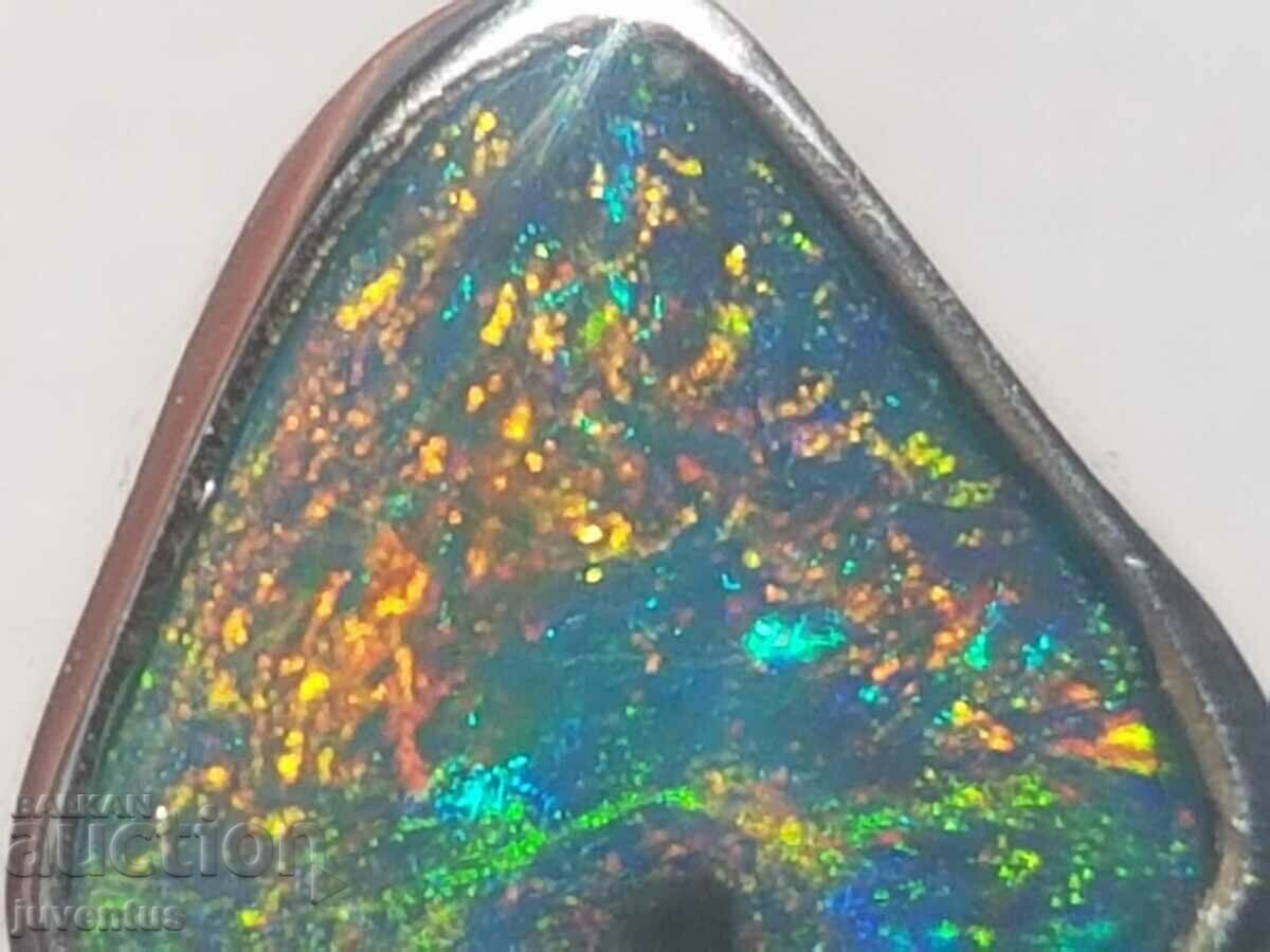 BLACK OPAL SILVER RING (AUSTRALIA) N3 B4 - 6 BLACK OPAL SILVER RING (AUSTRALIA) N3 B4 - 6