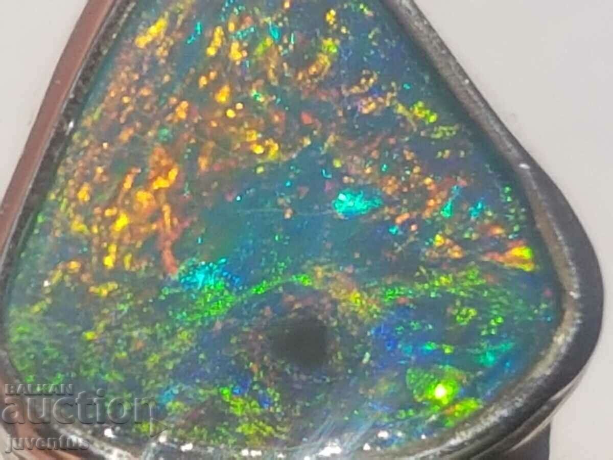 BLACK OPAL SILVER RING (AUSTRALIA) N3 B4 - 7 BLACK OPAL SILVER RING (AUSTRALIA) N3 B4 - 7