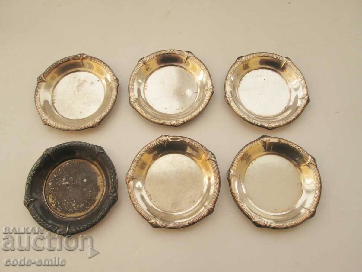 6 pcs old saucers holders XO WMF I/O Germany 1900s.