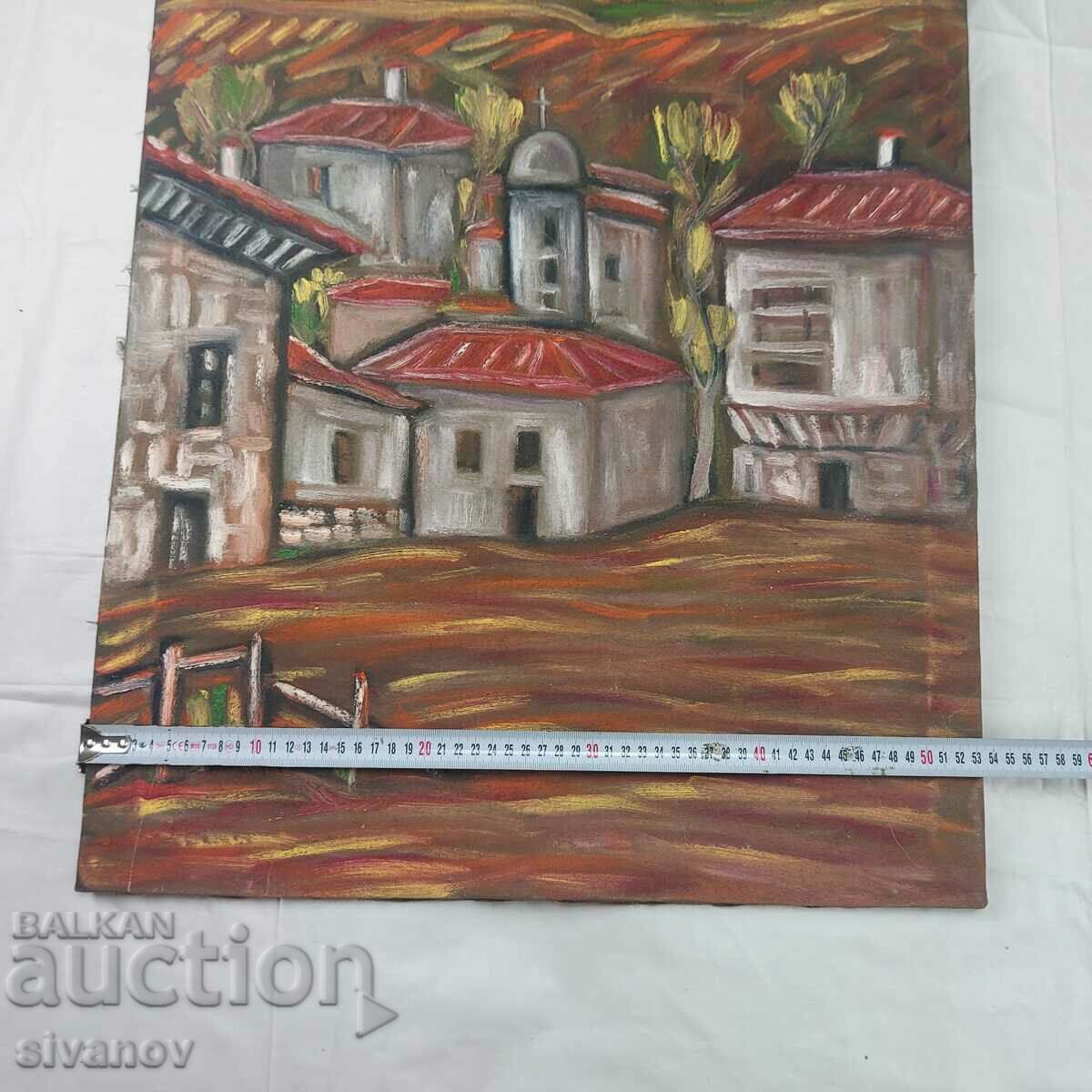 Interesting old landscape painting on canvas SG2006 - 6 Interesting old landscape painting on canvas SG2006 - 6
