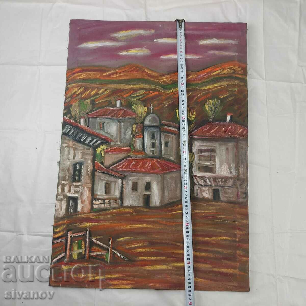 Interesting old landscape painting on canvas SG2006 - 7 Interesting old landscape painting on canvas SG2006 - 7