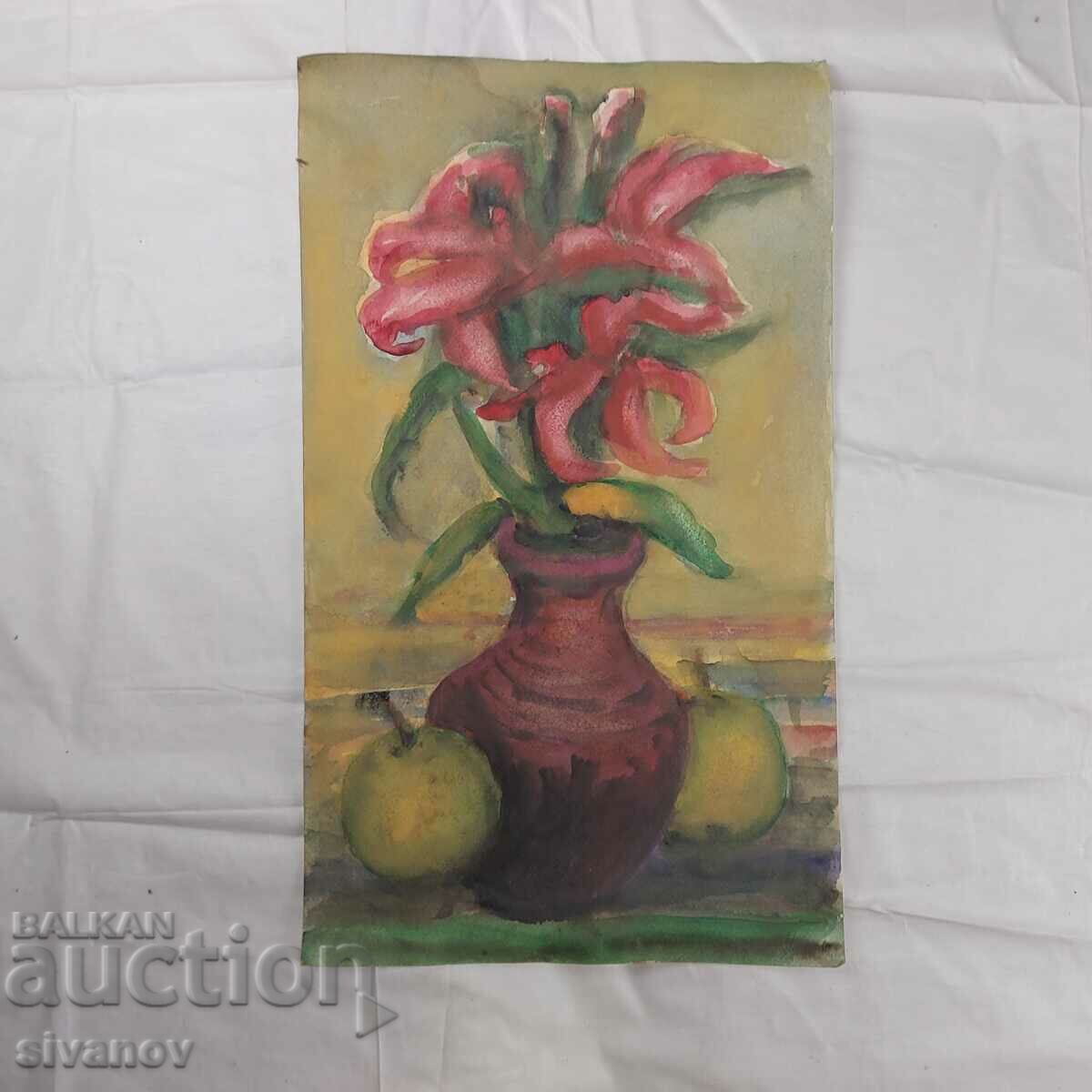 Interesting old painting watercolor still life SG2022