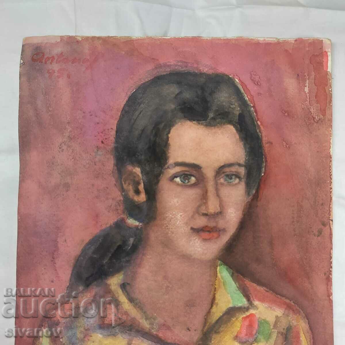 Auction Interesting old painting watercolor portrait signed SG2023 Auction Interesting old painting watercolor portrait signed SG2023