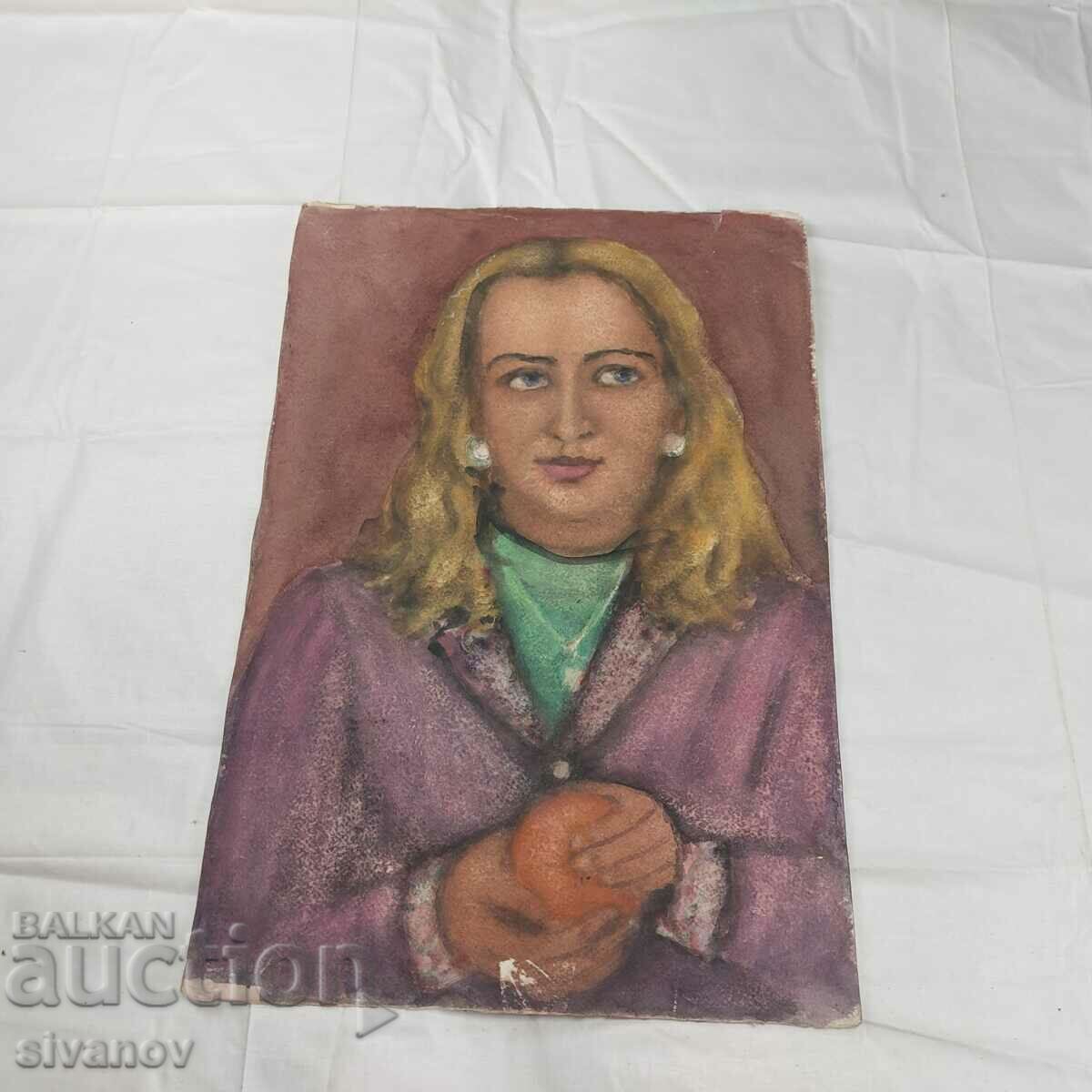 Interesting old painting watercolor portrait SG2024 with price 30.00 BGN | € 15.34 Interesting old painting watercolor portrait SG2024 with price 30.00 BGN | € 15.34