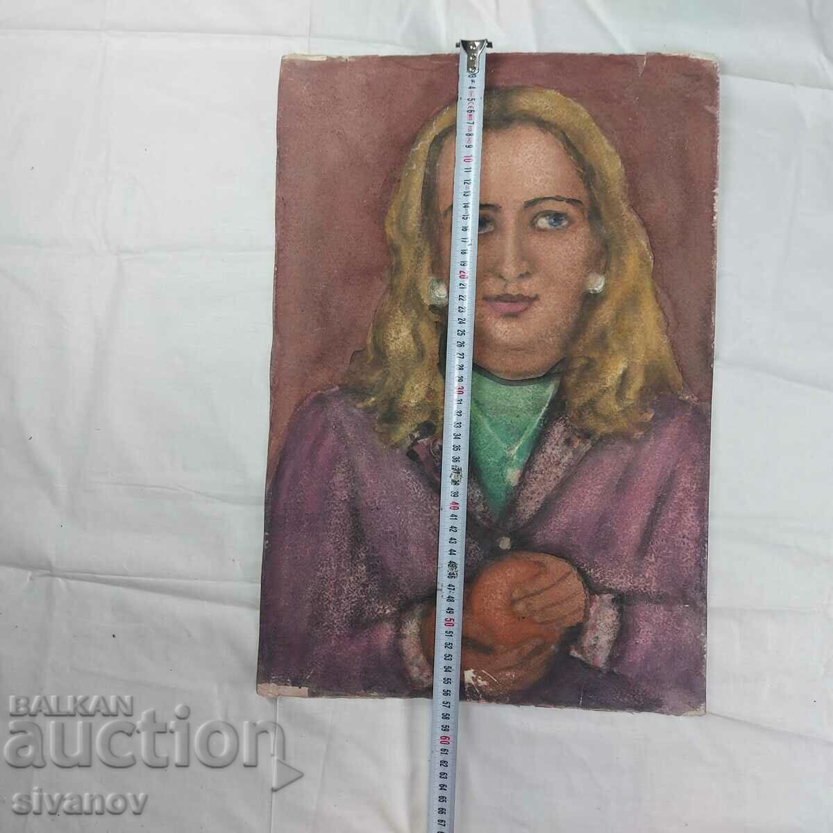 Interesting old painting watercolor portrait SG2024 - 7 Interesting old painting watercolor portrait SG2024 - 7