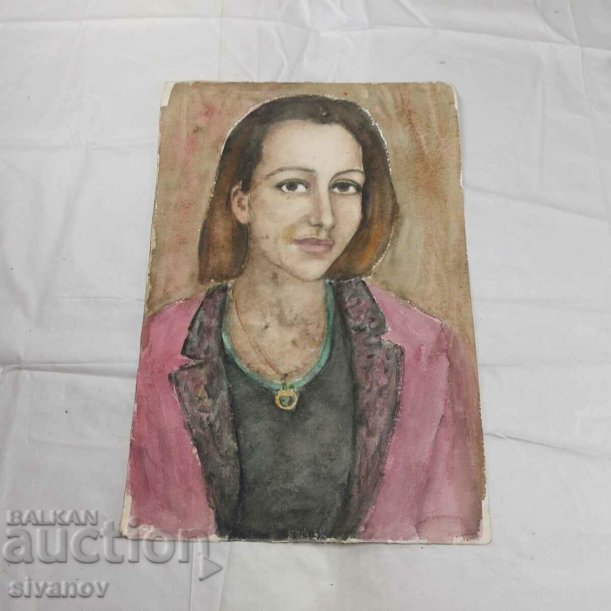 Interesting old painting watercolor portrait SG2025 with price 30.00 BGN | € 15.34 Interesting old painting watercolor portrait SG2025 with price 30.00 BGN | € 15.34