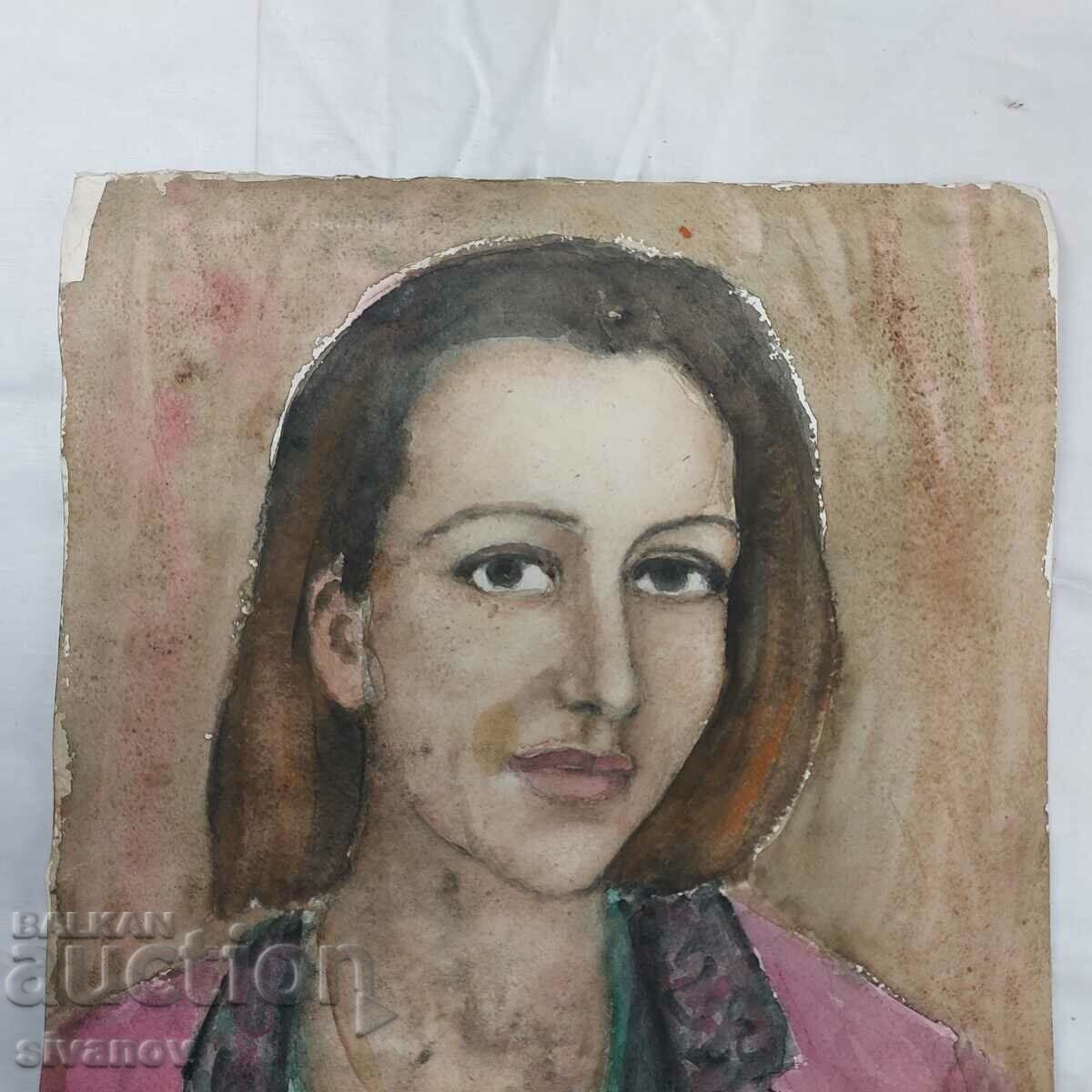 Auction Interesting old painting watercolor portrait SG2025 Auction Interesting old painting watercolor portrait SG2025