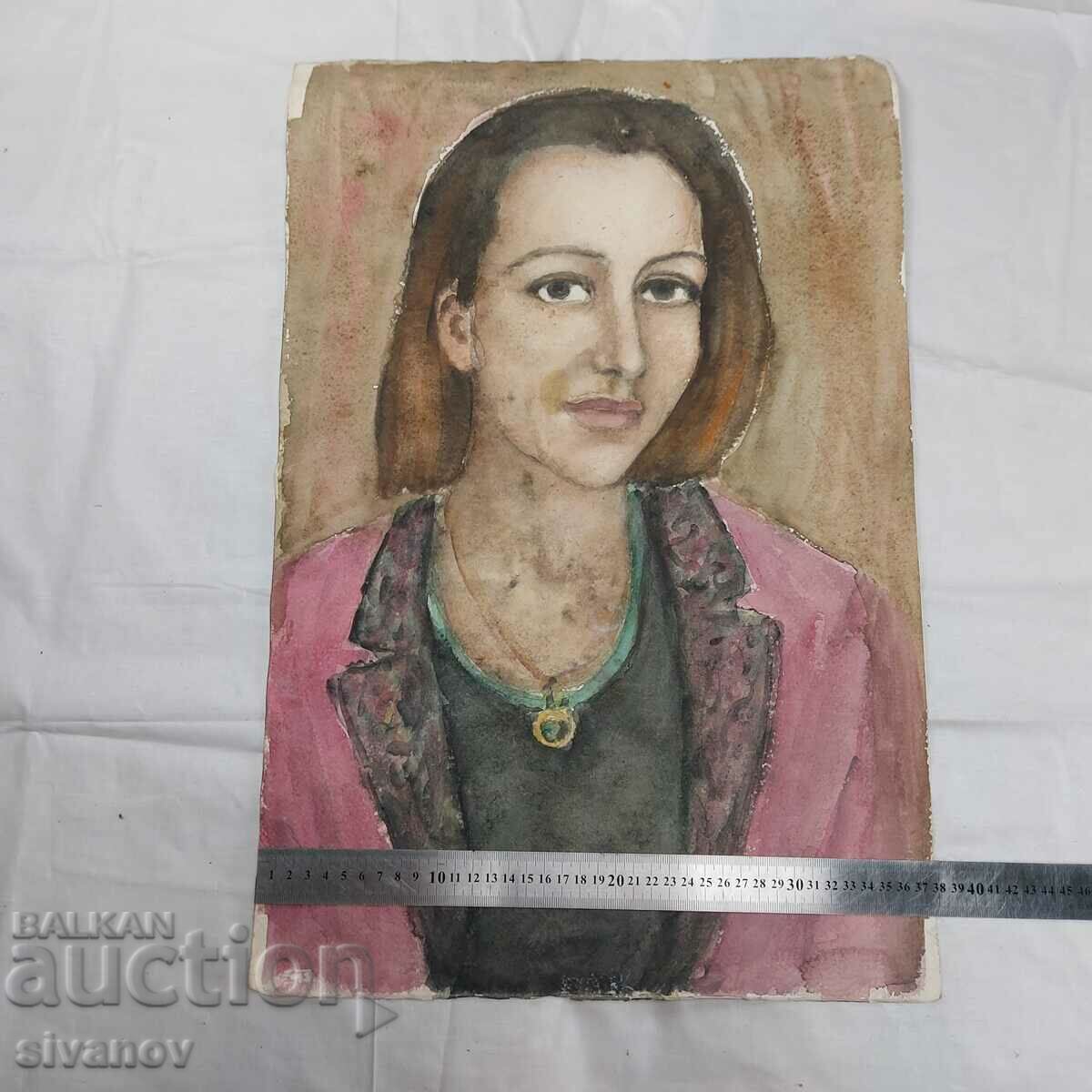 Interesting old painting watercolor portrait SG2025 - 6 Interesting old painting watercolor portrait SG2025 - 6
