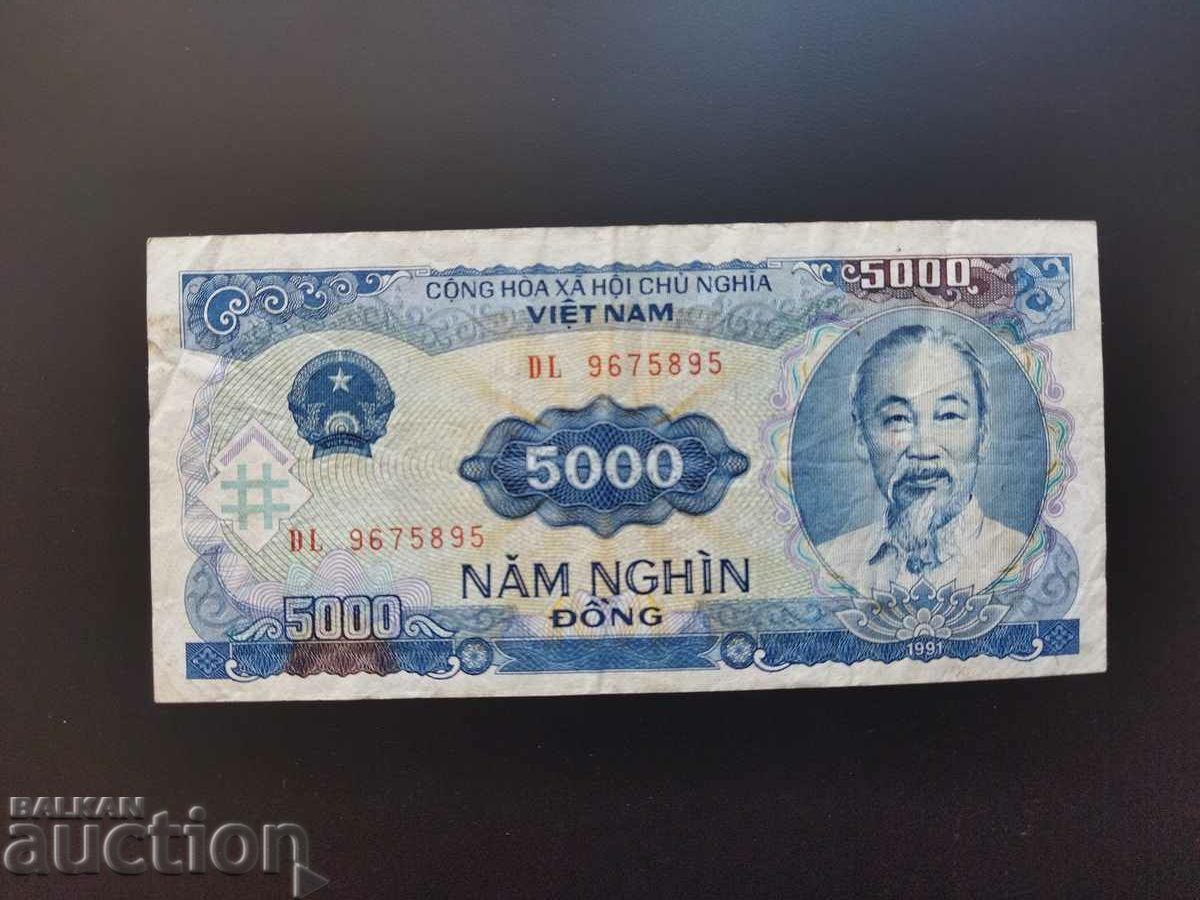 Bancnota de 5000 dong din Vietnam din 1991