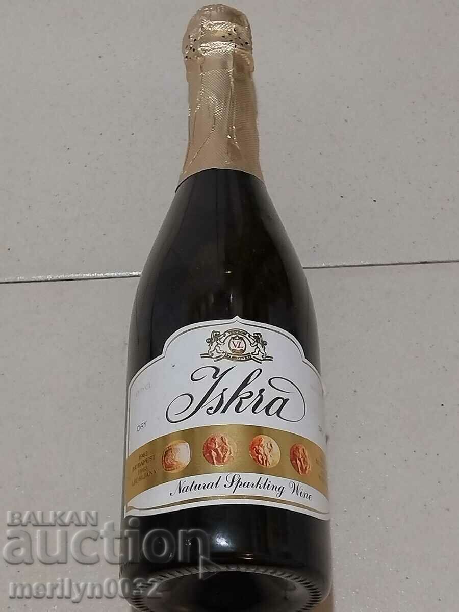 Bottle of champagne Iskra wine vintage 2005 UNPRINTED