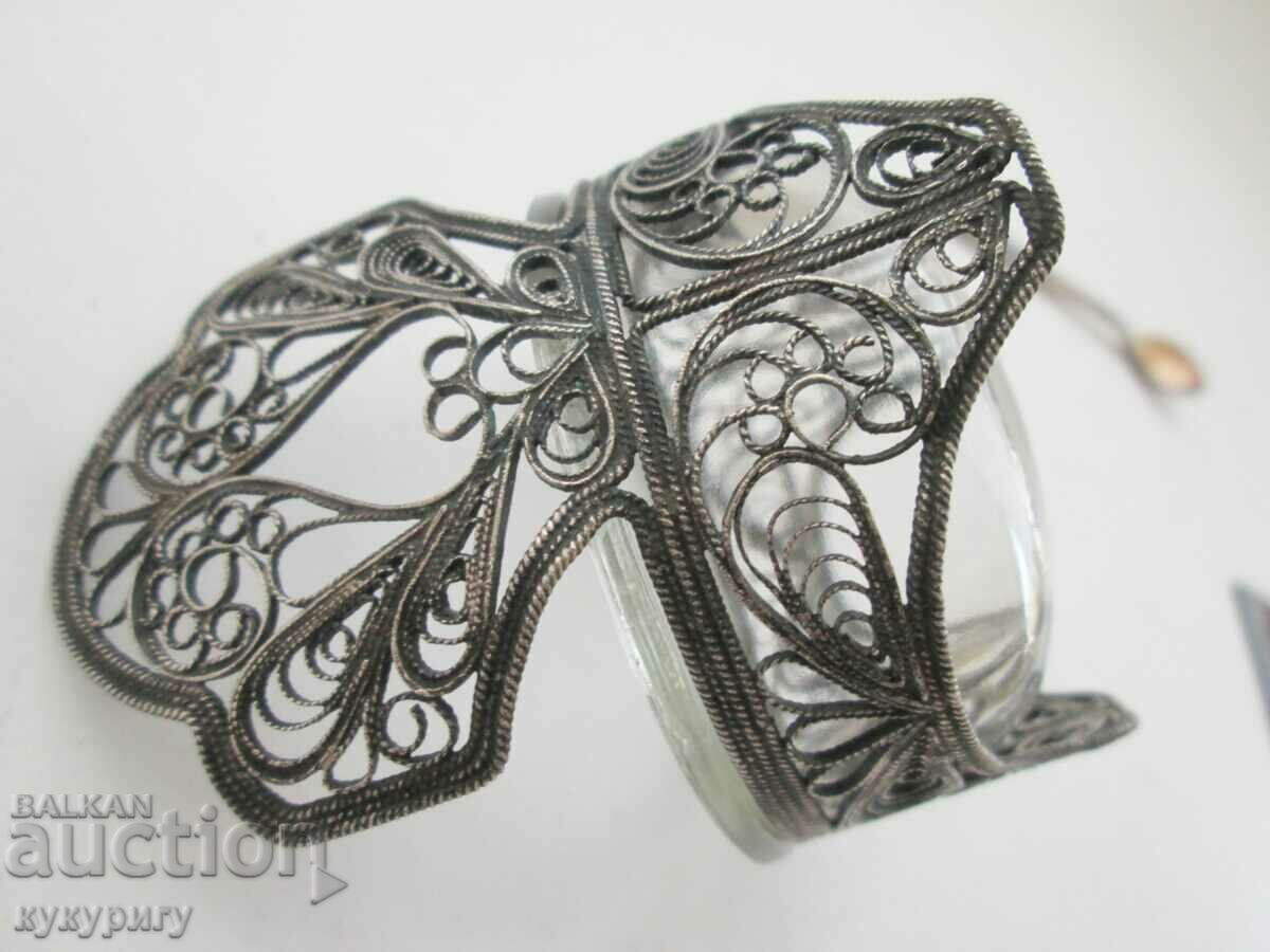 Old Russian USSR salt shaker or for caviar filigree with a spoon - 5 Old Russian USSR salt shaker or for caviar filigree with a spoon - 5