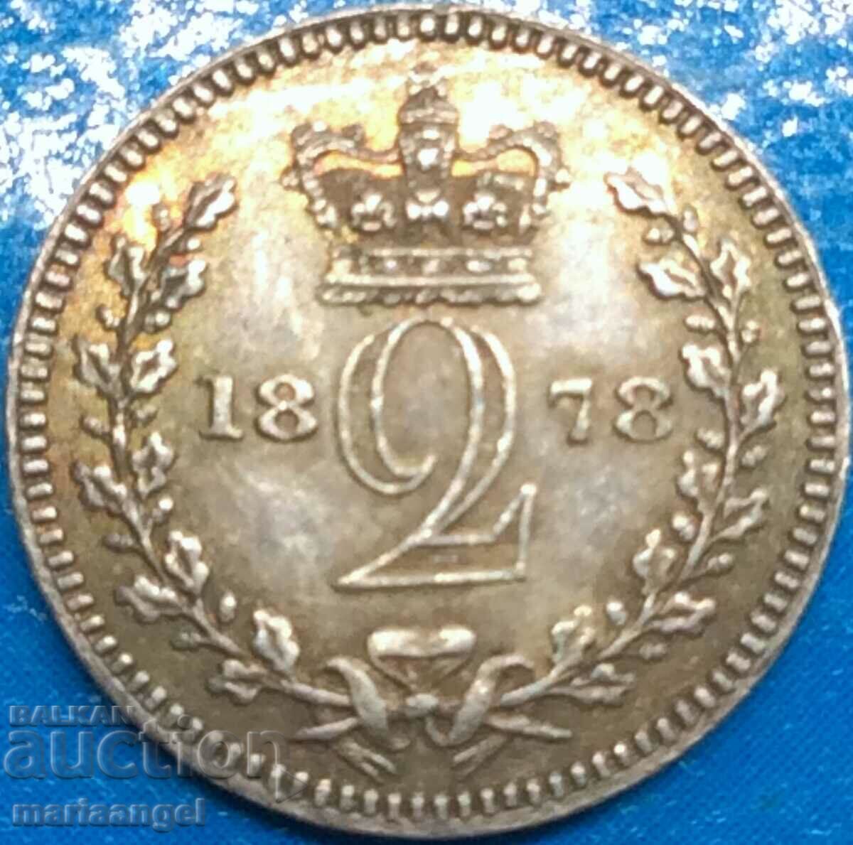 Marea Britanie 2 Pence 1878 Maundy Victoria Silver - RR