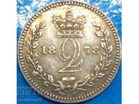 Great Britain 2 Pence 1878 Maundy Victoria Silver - RR