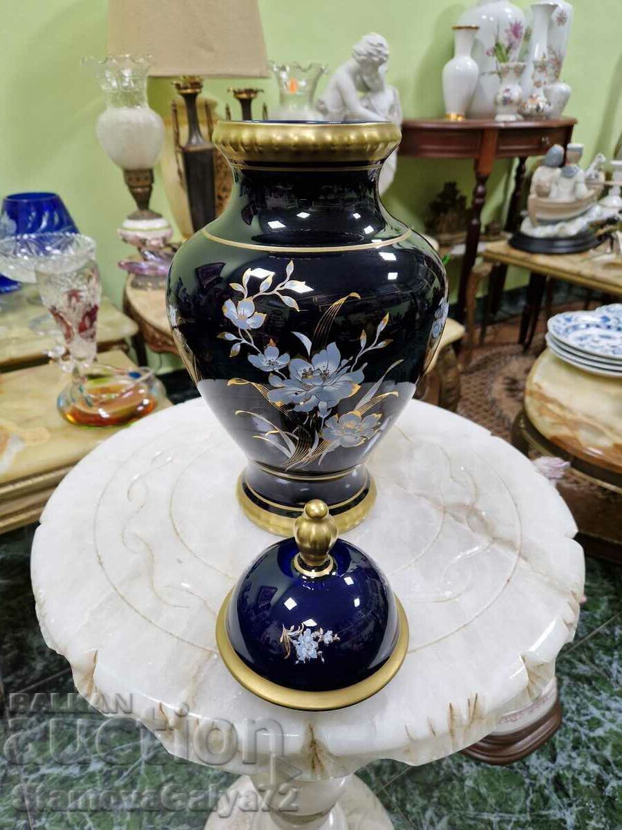 Livrarea Mare urna antica din castron din portelan german - cobalt