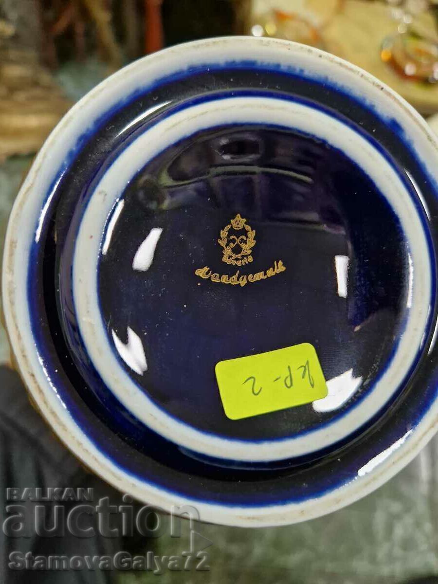 Mare urna antica din castron din portelan german - cobalt - 7