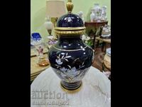 Great Antique German Porcelain Bowl Urn- Cobalt