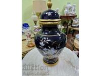 Great Antique German Porcelain Bowl Urn- Cobalt