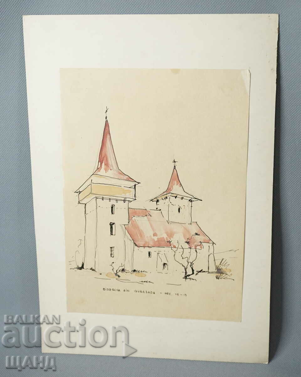 Old Master drawing painting Church chapel