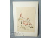 Old Master drawing painting Church chapel