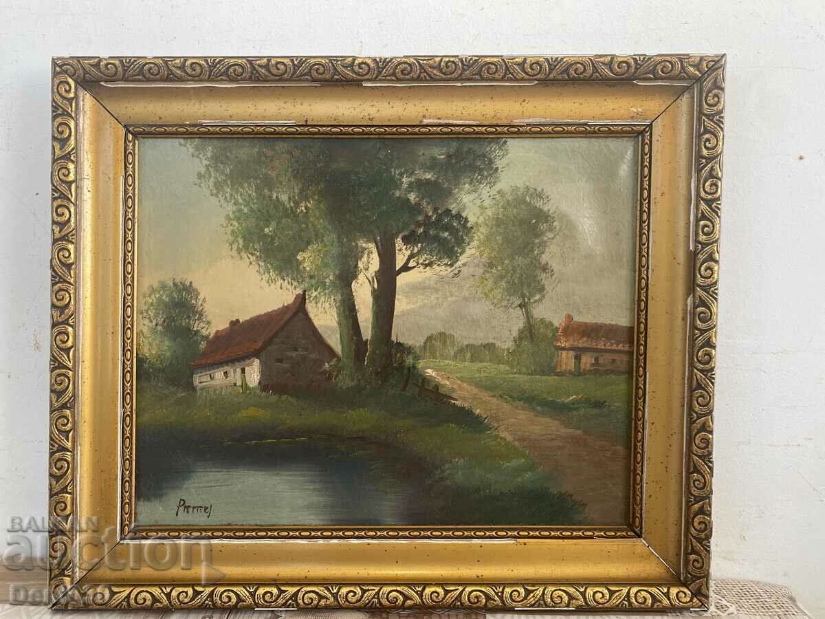 Beautiful old original oil on canvas painting