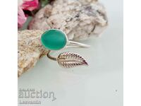 5343 Adjustable Silver Ring with Green Onyx