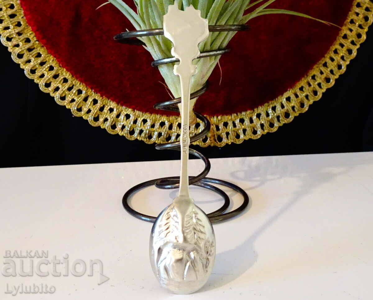 Silver-plated spoon with Deer, Castle, Luxenburg. - 5 Silver-plated spoon with Deer, Castle, Luxenburg. - 5