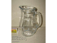 Contemporary glass jug 20 cm 1 liter, excellent