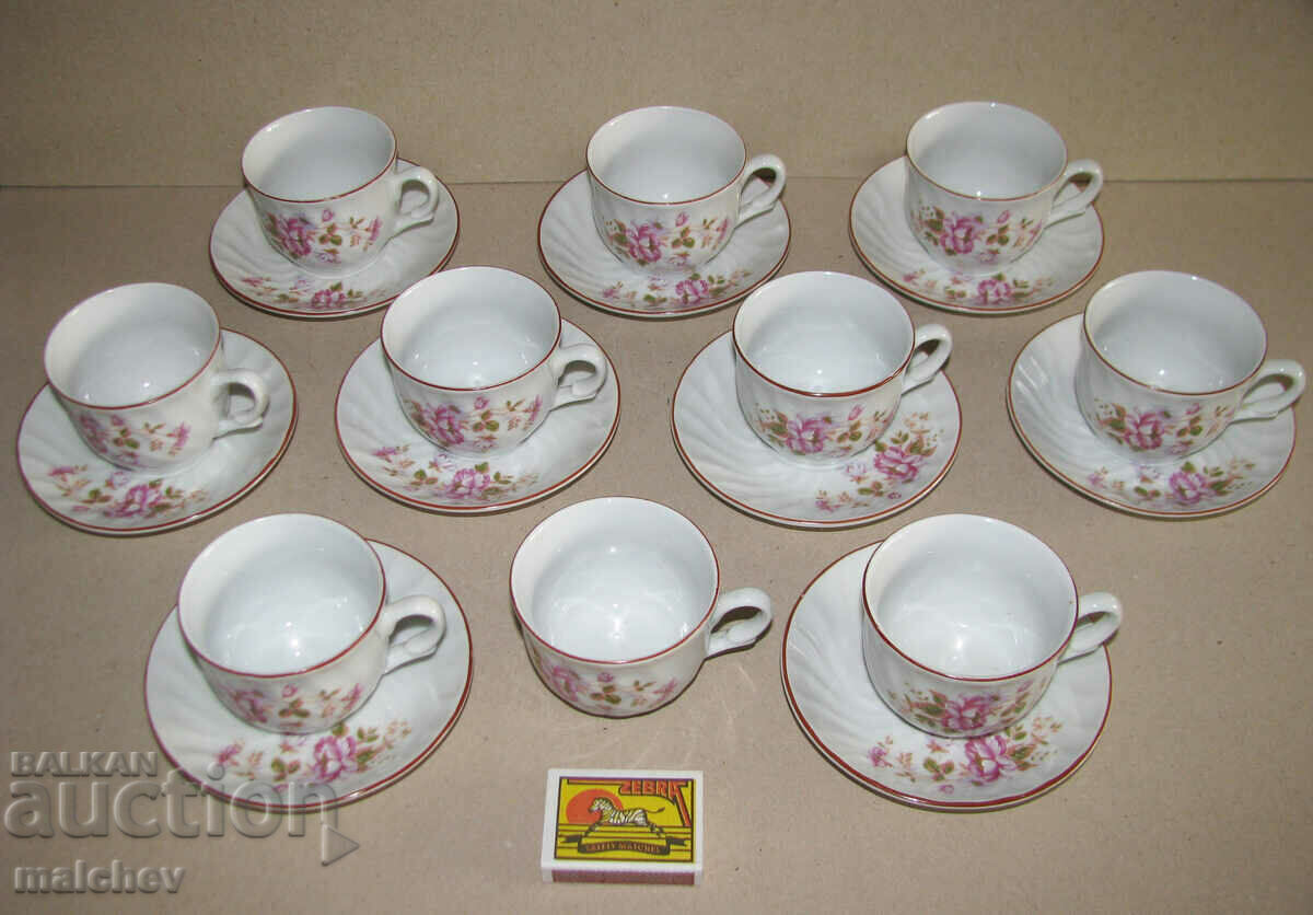 Set lot de 10 cesti de cafea + 9 farfurii de cafea, excelent