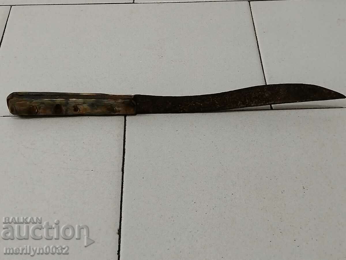 Auction  Shepherd's knife with scallions made of horn without a kaniya blade primitive