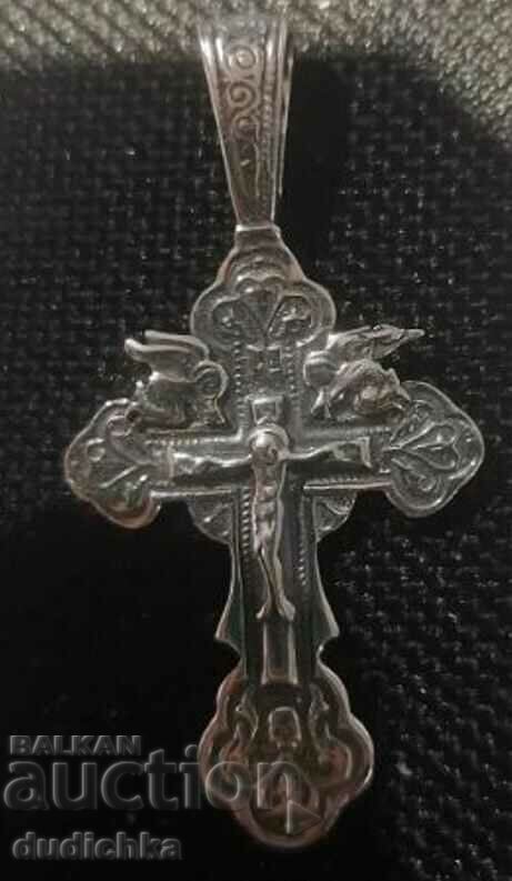 Russian silver cross Save and Save 4.6 cm