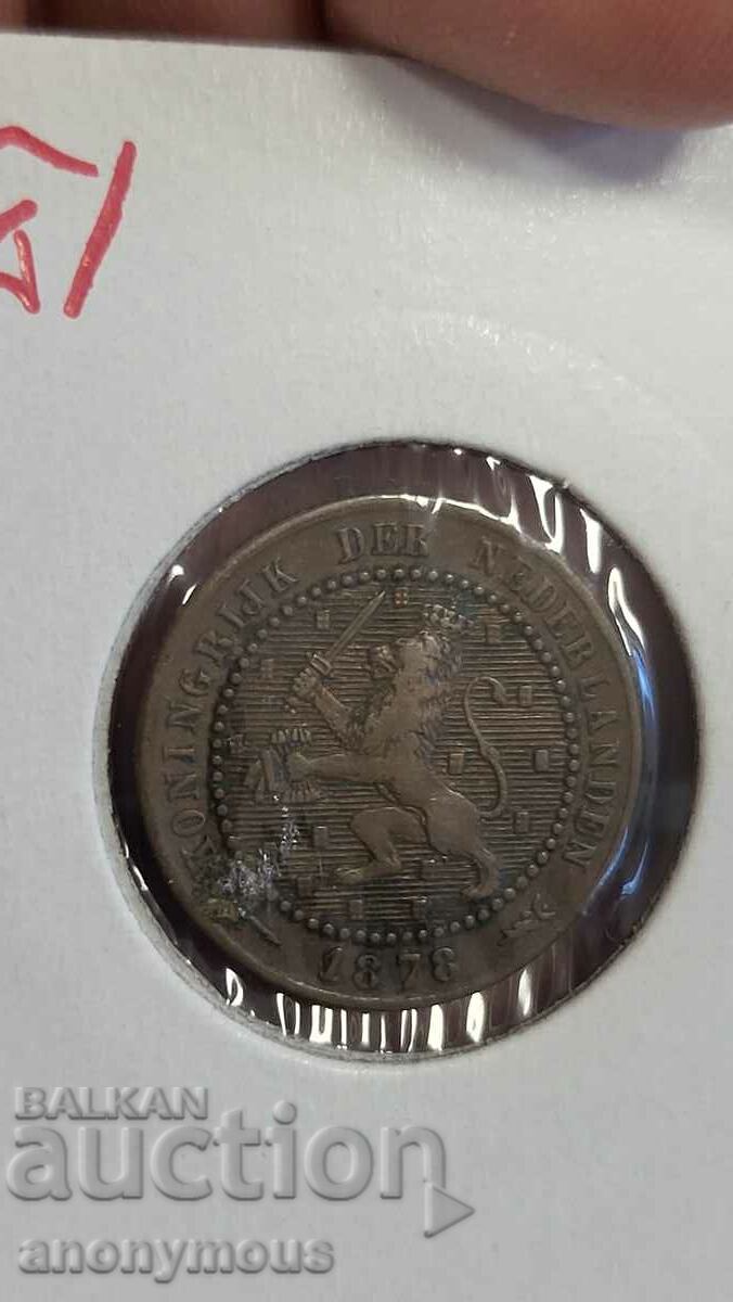 Copper coin Netherlands 1878 1 cent with price 13.00 BGN | € 6.65