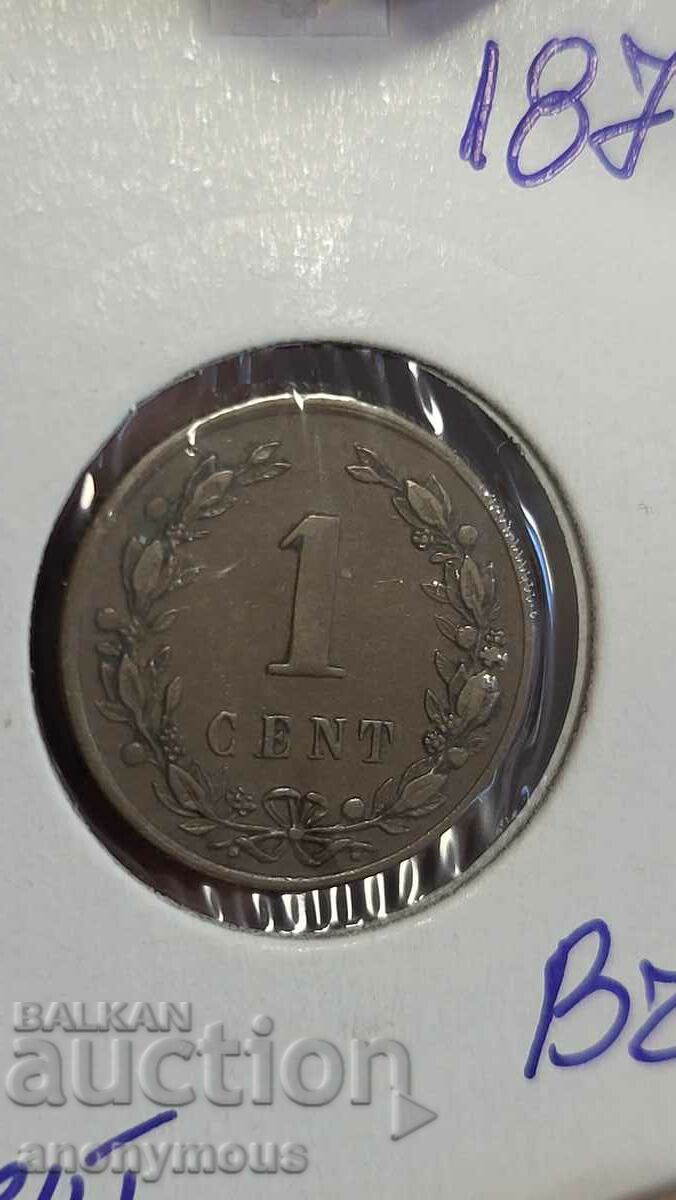 Χάλκινο νόμισμα Ολλανδία 1878 1 cent